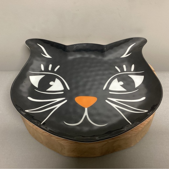 Very Large Halloween Cat Themed Serving Tray - Crafted Hard Plastic - Picture 6 of 10